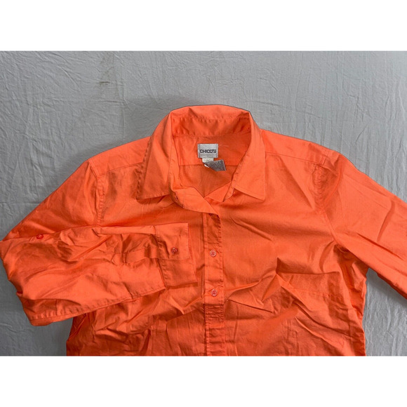 Chico's Long Sleeve Stretch Shirt, Top, Blouse w/ Rollup Cuffs. Tag 2 (12). EUC! - Picture 2 of 7